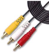 SatelliteSale 3-Male to 3-Male RCA Audio Video AV Composite Cable PVC Black Cord (3 feet)