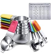 Measuring Cups, U-Taste Magnetic Measuring Cups and Spoons Set of 13 in 18/8 Stainless Steel: 7 M...