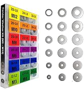 EEEEE Fender Washers for Screws (18 Types) Flat washers Assortment 304 Stainless Steel washers As...
