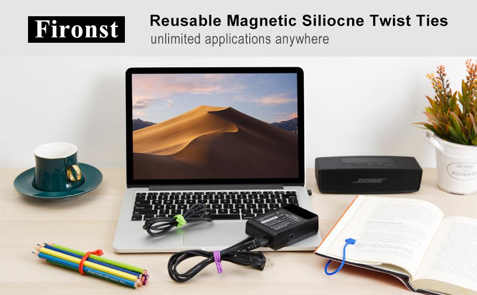 Reusable magnetic silicone twist ties