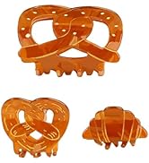 Frinnovan, 3 Pack Bread Hair Claw Clips Funny Food Pretzel Shaped Jaw Clip Cute Small Croissant C...