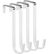 Mars-Rock Over The Door Metal Hooks with Plastic Coating 7.5" Fit 0.5" to 1 3/4" Door 4 Pcs Heavy...