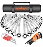 HORUSDY Ratcheting Wrench Set | 48-Piece | Cr-V Steel | 72 Teeth Ratchet Wrench 6-18mm & SAE 1/4-...