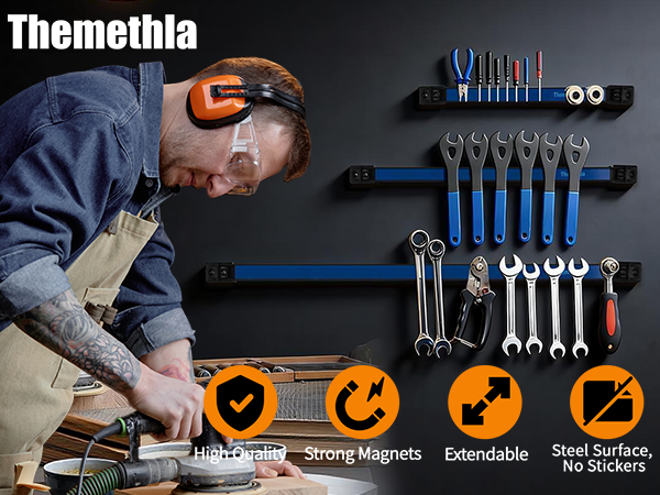 Magnetic Tool Holder Rack Set Magnet Tool Strip Workshop Garage Organization Bar