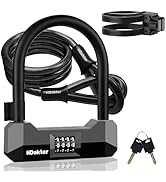 NDakter Bike Locks Heavy Duty Anti Theft, 18mm Bicycle Combo U Lock, 4-Digit Resettable Combinati...