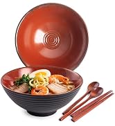 HOKELER Ceramic Japanese Ramen Bowl Set, 2 Sets Asian Pho Udon Soup Noodle Bowls with Spoons and ...