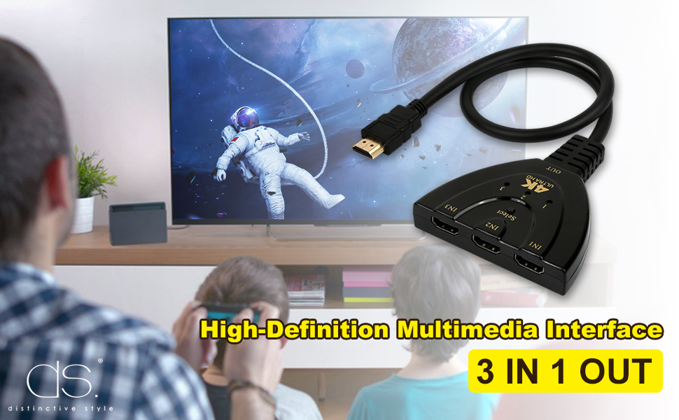 HDMI Switch HDMI Splitter 3 in 1 out HDMI Adapter for TV Supports Full HD 4K 1080P 3D
