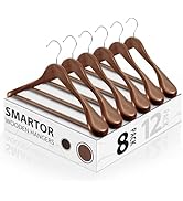 SMARTOR Wooden Hangers, 8 Pack - Wide Shoulder Wooden Suit Hangers with Non Slip Pants Bar, Wood ...