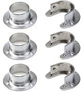 Tighall 6PCS Heavy Duty Stainless Steel Closet Pole Sockets Rod End Support Flange Rod Holder Set...