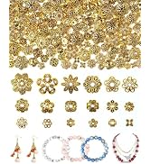 FIVEIZERO 240Pcs Gold Flower Bead Caps for Jewelry Making, 18 Styles Filigree Spacer Caps, Multi-...