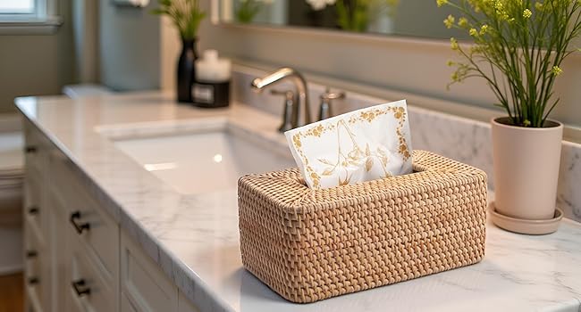 rattan tissue box cover