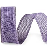 LaRibbons Burlap Ribbon Wired, 1 1/2 Inch x 12 Yards Purple Burlap Fabric Ribbon for Spring Easte...