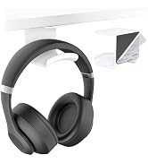 HomeMount Under Desk Headphone Hook - Adhesive Headphone Stand Hanger for Desk - White