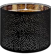 GOSO Black Lamp Shades Drum Lampshades with Laser Drilling Design, Medium Lampshade 13