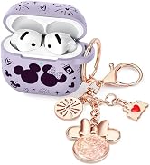 (with Cute Keychain) Girovo Compatible with Apple Airpods 4 Case 2024 Women, Soft Silicone Two-To...