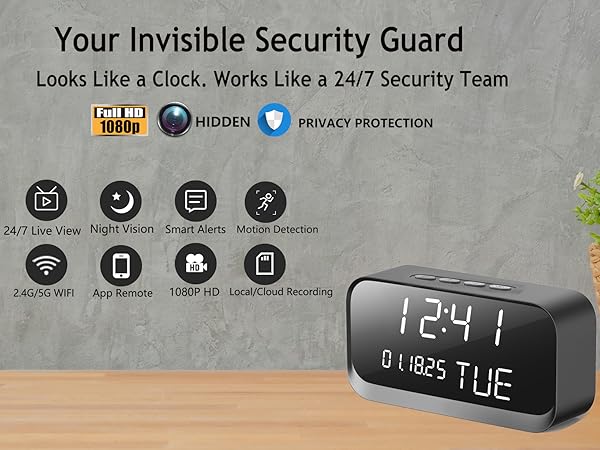 hidden camera clock