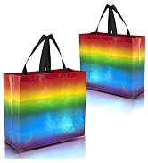 Nush Nush Rainbow Gift Bags – Set of 12 Rainbow Gradient Reusable Party Bags –Stunning Shiny Part...