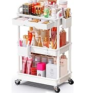 SUNALLY Makeup Cart Organizer with Drawers, Floor Skincare Organizers Vanity Storage Organizer, R...