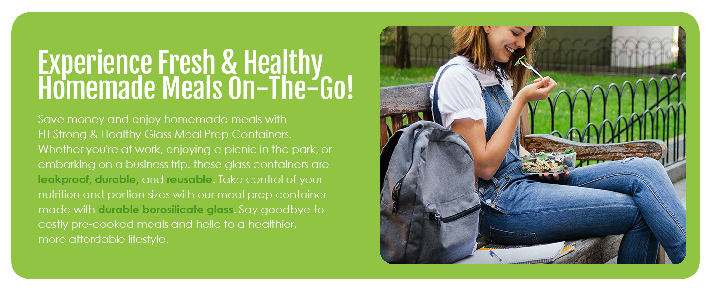 2-3 compartment glass food storage containers with lids portion control containers divisores