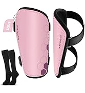 Soccer Shin Guards for Kids Youth Toddler, Shin Defender Shin Guards and Long Soccer Socks for Ad...
