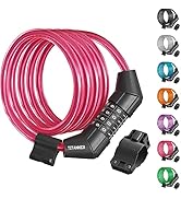 Titanker Bike Lock Cable, 4 Feet Bike Cable Lock Basic Self Coiling Kids Bike Lock Combination wi...
