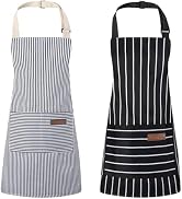 XLSXEXCL 2 Pack Stripes Kids Apron, Kids Cooking Aprons with 2 Pockets, Cute Aprons for Cooking f...