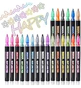 Outline Metallic Markers Set, ZSCM 21 Colors Super Squiggles Double Line Paint Pens Outline Marke...