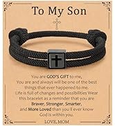 Gnamy Cross Bracelet for Boys Men Kids, Adjustable Rope Bracelet Easter Birthday Christian Religi...