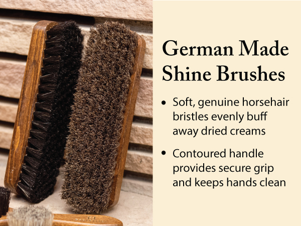 quality shoe shine brushes create high shine and buff away dried polish or creams