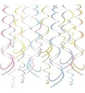 HonuGoGo 48PCS Pastel Paper Swirl Decorations Hanging Ceiling Streamers for Birthday, Spring, Bri...