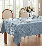 Newbridge Barcelona Luxury Damask Fabric Tablecloth, 100% Polyester, No Iron, Soil Resistant Dini...