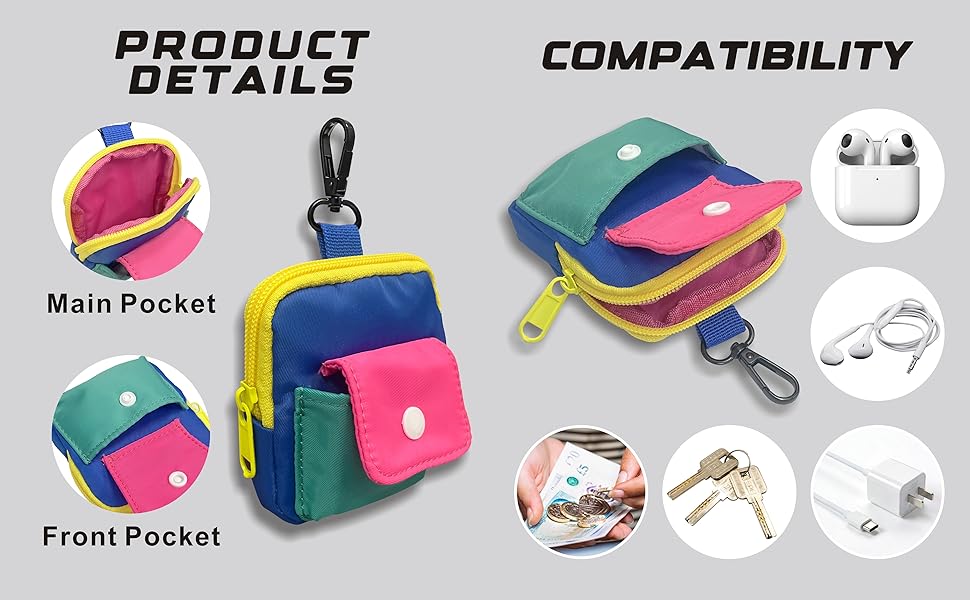Vibrant Color Combination Earbuds Pouch