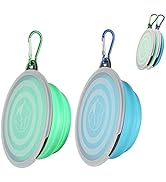 SLSON Collapsible Bowl with Cover Lids,2 Pack Dog Travel Bowls Portable Foldable Cat Water Dish B...