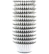 Eoonfirst Mini Foil Cupcake Liners Thanksgiving Muffin Paper Baking Cups 300 Pcs (Silver)