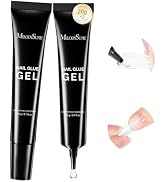 MelodySusie 2Pcs*20g Solid Nail Glue Gel, Super Strong&Long Lasting Soft Gel Apex Nail Tips Glue ...