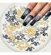 LBPEPAMZ 100Pcs Unique Snake Nail Art Charms 3D Punk Vintage Mixed Color Animal Nail Charms Resin...