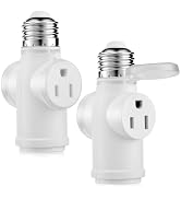 Onite Light Socket Outlet Adapter, E26/E27 to Plug Converter with Flame Retardant PBT, Multi-Func...
