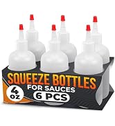 BURIUS 6-Pack 4oz Small Squeeze Bottles for Liquids – Clear Condiment Squeeze Bottles for Sauces,...