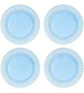 Lilly Pulitzer Ceramic Dinner Plate Set of 4, Coastal Inspired Stoneware with Woven Cut Out Desig...