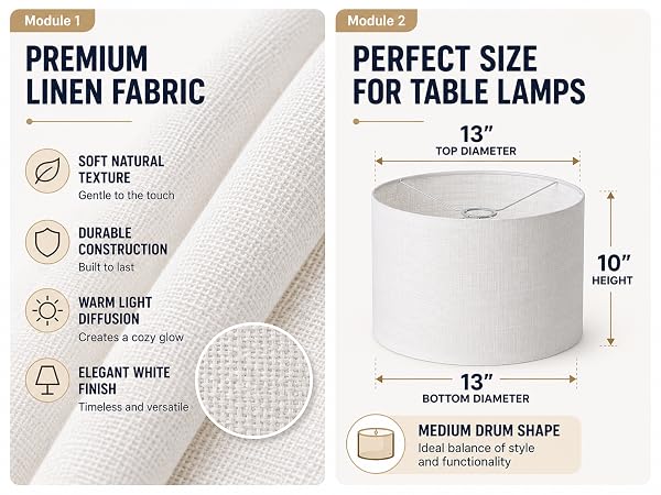PREMIUMLINEN FABRIC - Perfect Sizefor Table Lamps