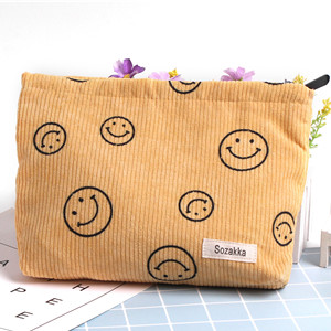 Corduroy Cosmetic Bag Aesthetic Women Handbags Purses