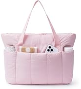 Narwey Puffer Tote Bag for Women Work with Laptop Compartment, Puffy Quilted Work Tote Bags for T...