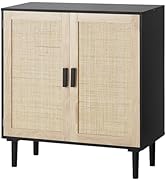 VEVOR Rattan Cabinet, Buffet Cabinet with Storage, Storage Cabinet with 2 Magnetic Doors and Adju...