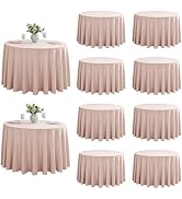 ZarzaaSik 10-Pack Round 108-inch Dusty Pink Table Cloths, Solid Stain and Wrinkle Resistant Circu...