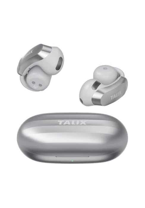 TALIX Open Ear Clip-On Wireless Bluetooth Earbuds AuraHalo G1, Gray | 4-Mic Clear Calls, Rich Bas...