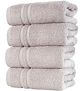 Hammam Linen Ice Silver Hand Towels 4-Pack - 16 x 29 Turkish Cotton Premium Quality Soft and Abso...