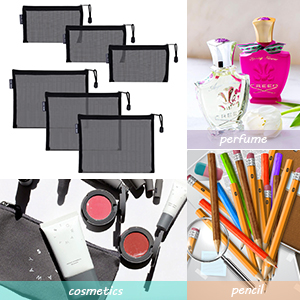 mesh cosmetic bags with zipper