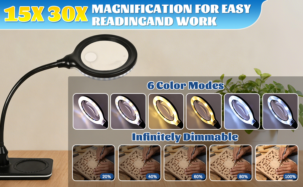 15× Magnification & 6 Color Modes