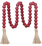 Meplait 39in Wood Bead Garland Farmhouse with Tassels,Versatile Prayer Beads Boho Chic Wall Hangi...