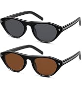 Colrea Retro Oval Sunglasses for Women Men Trendy Small Cat Eye Sun Glasses with UV400 Protection...